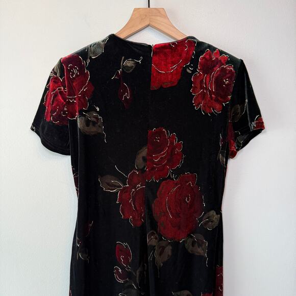 Worthington Petite Women's Vintage Floral Print Velvet Midi Dress Size 8P - Picture 6 of 8
